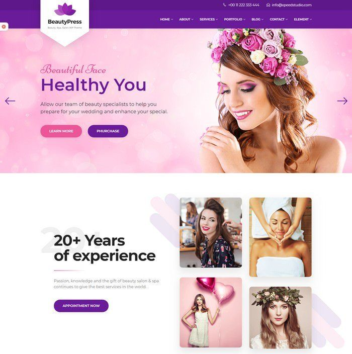 Sample Salon Website Design Mockup